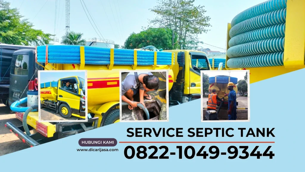 Blower sedot WC sedang digunakan untuk membersihkan lumpur keras dalam septic tank.