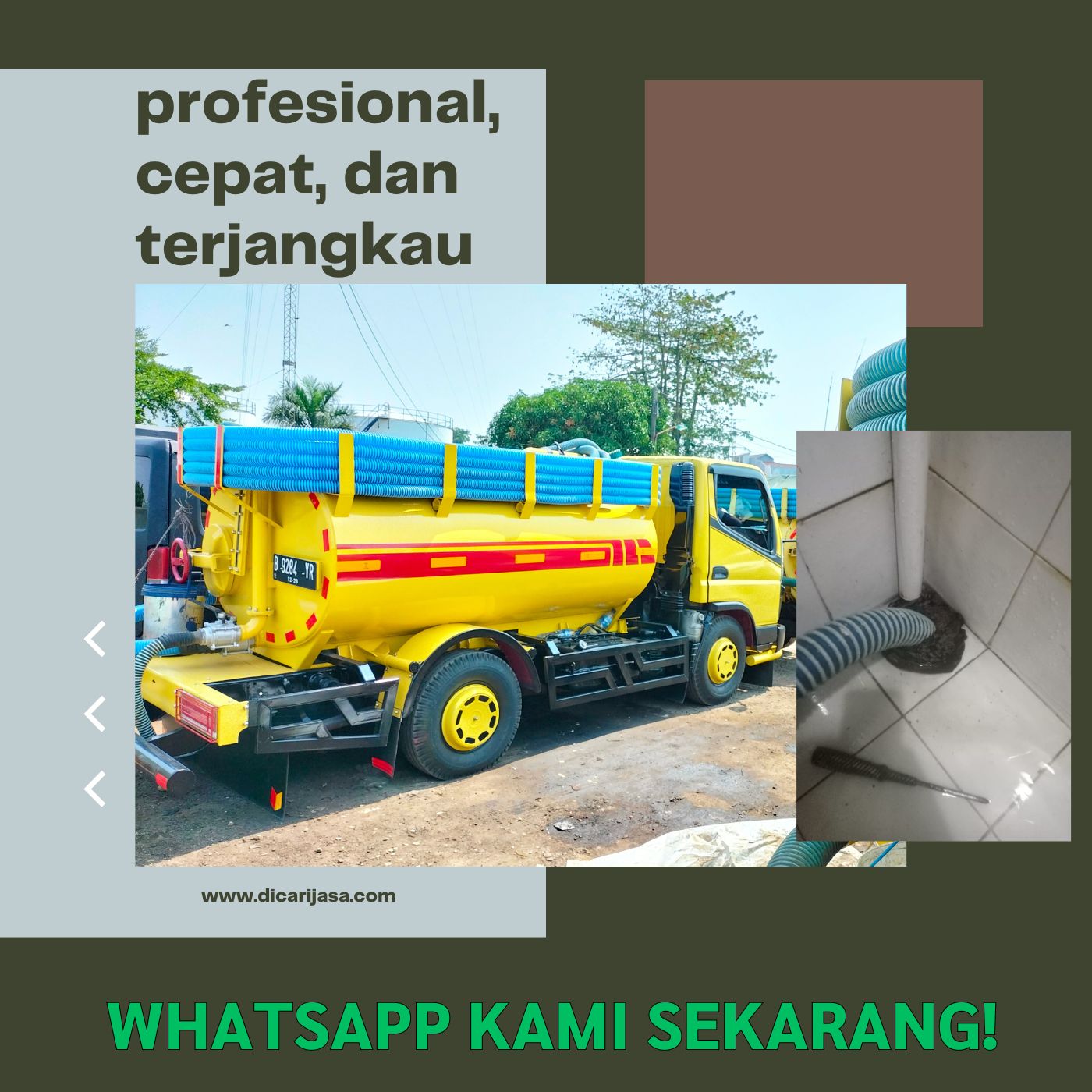 Jasa Sedot WC Jakarta Selatan melayani Pasar Minggu, Jagakarsa, dan Tebet dengan layanan cepat dan profesional.